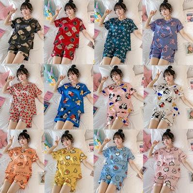 Đồ ngủ Pijama mặc nhà lụa satin cao cấp đùi cộc hoạt hình hello kitty