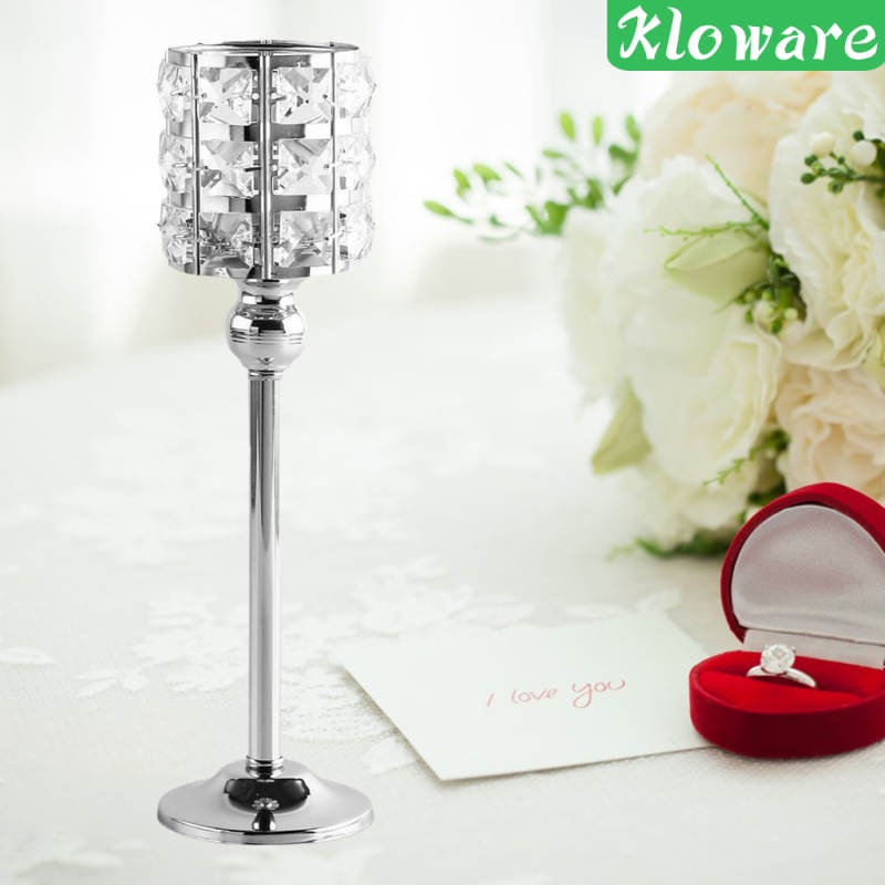 Đế nến đính đá pha lê trang trí bàn tiệc thiết kế hiện đại