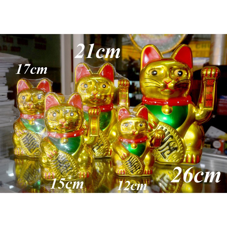 Mua ngay Mèo Thần Tài vàng vẫy khách chạy pin cao 26cm-Có link you tube _