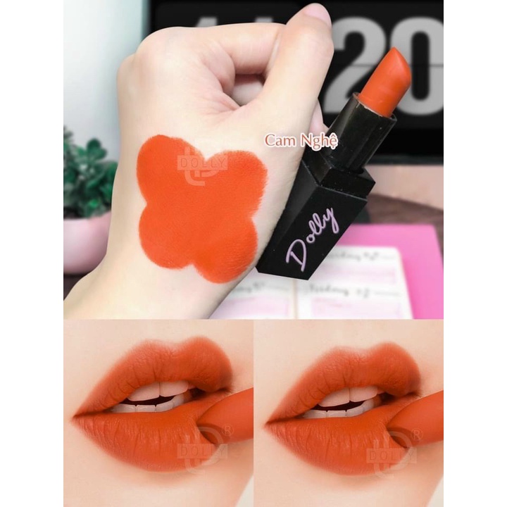 Son sáp lì Dolly Matte Lipstic màu cam nghệ mềm mịn lâu trôi 3.5g