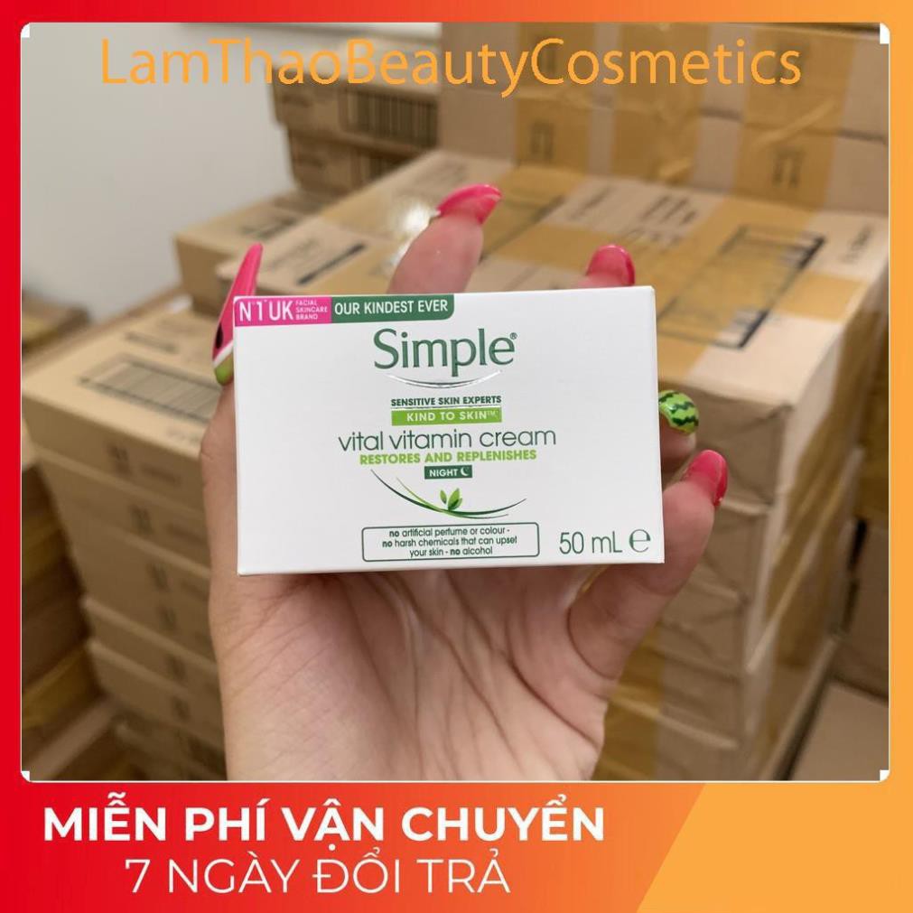 [FreeShip] Kem dưỡng ẩm Cho Da Ban Đêm Simple Kind To Skin Vital Vitamin Night 50ml