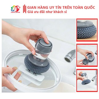 Cọ xoong nồi có bình đựng xà phòng tiện lợi an toàn cho da tay