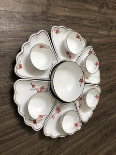 Bộ đồ ăn hoa mặt trời vẽ hoa đào