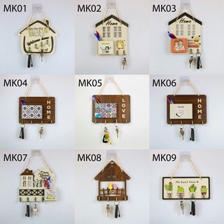 Bảng treo, tranh gỗ cửa có móc treo chìa khóa nhiều mẫu hình ảnh dễ thương tặng móc dán và móc gỗ