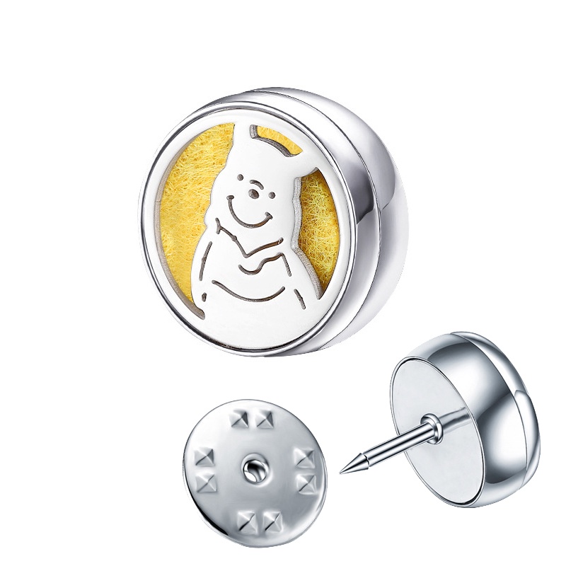 Khuy Măng Sét Khuếch Tán Tinh Dầu 12mm Bằng Thép Không Gỉ Kèm 1 Hộp 10 Miếng Đệm