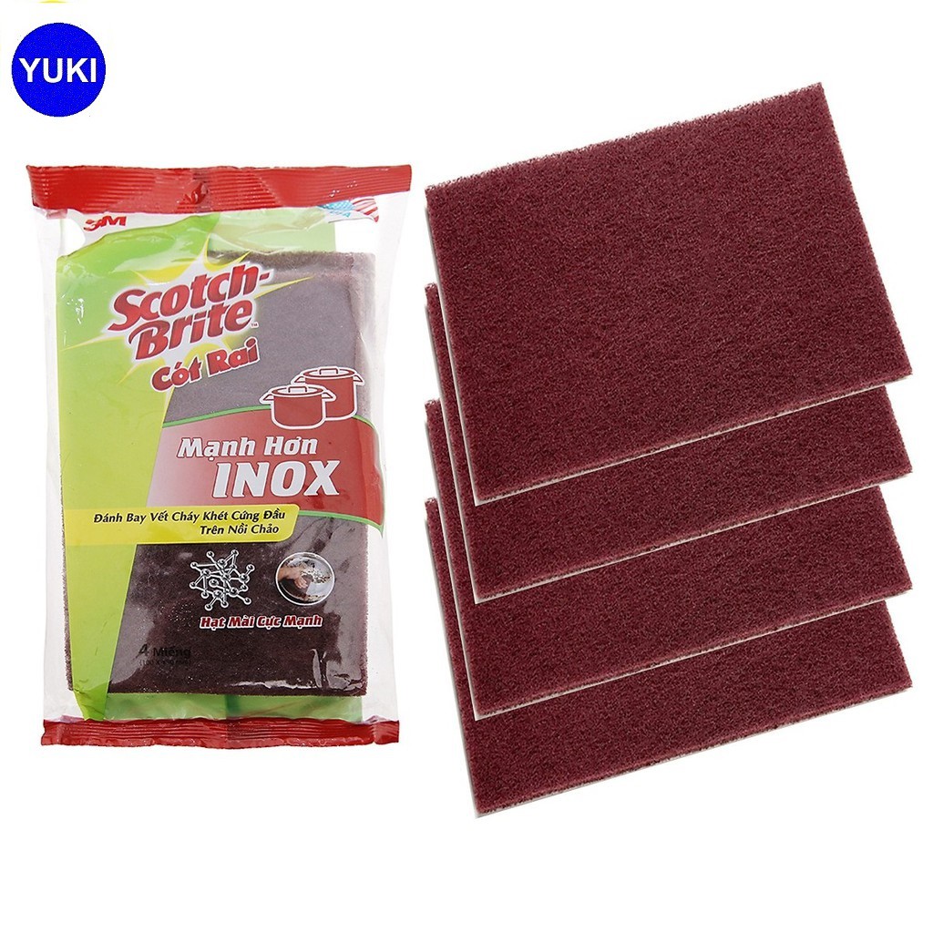 Cước Cọ Rửa 7447 mạnh hơn inox Chữ Nhật 10x15cm SCOTCH BRITE-3M YUKI MISE Phân Phối Chính Hãng💯