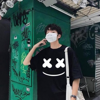 Áo thun tay lỡ unisex nam nữ form rộng Mặt Cười Hàn Quốc Siêu Đẹp Màu Đen áo phông basic tee mùa hè A55