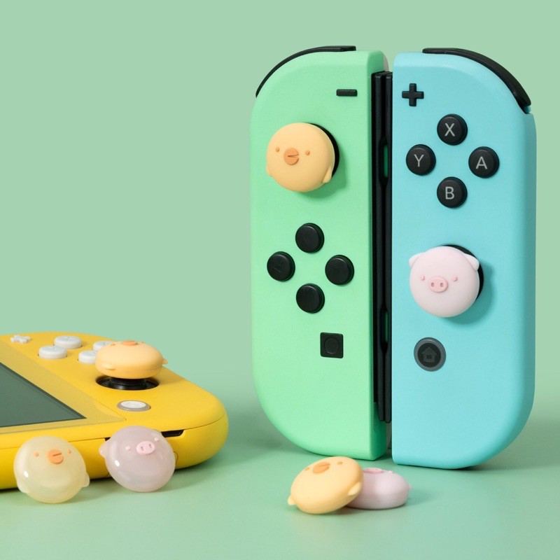 Bộ 4 núm bọc analog hình Gà &amp; Heo thương hiệu cao cấp Geekshare cho Joy-Con - Nintendo Switch và Nintendo Switch Lite