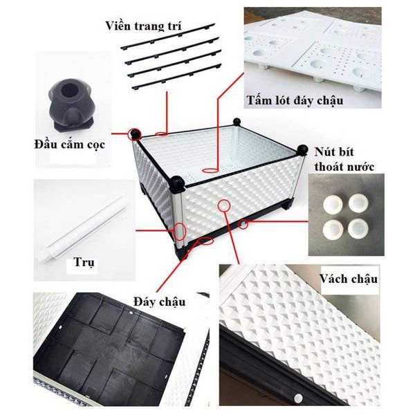 (Hàng đẹp) Chậu nhựa trồng cây lắp ghép kích thước 80x40x20cm