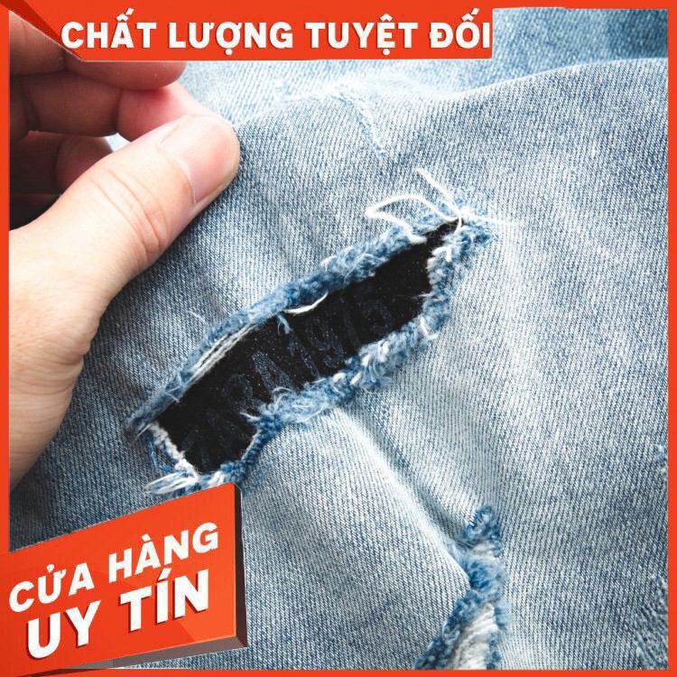 Quần Short Jean Nam ZARA hàng VNXK form slim ngang gối rách