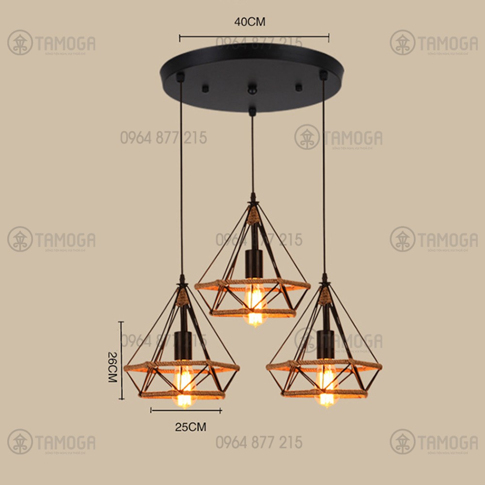 Đèn thả kim cương cuốn dây thừng DT 6528 - nhận đơn từ 3 chiếc