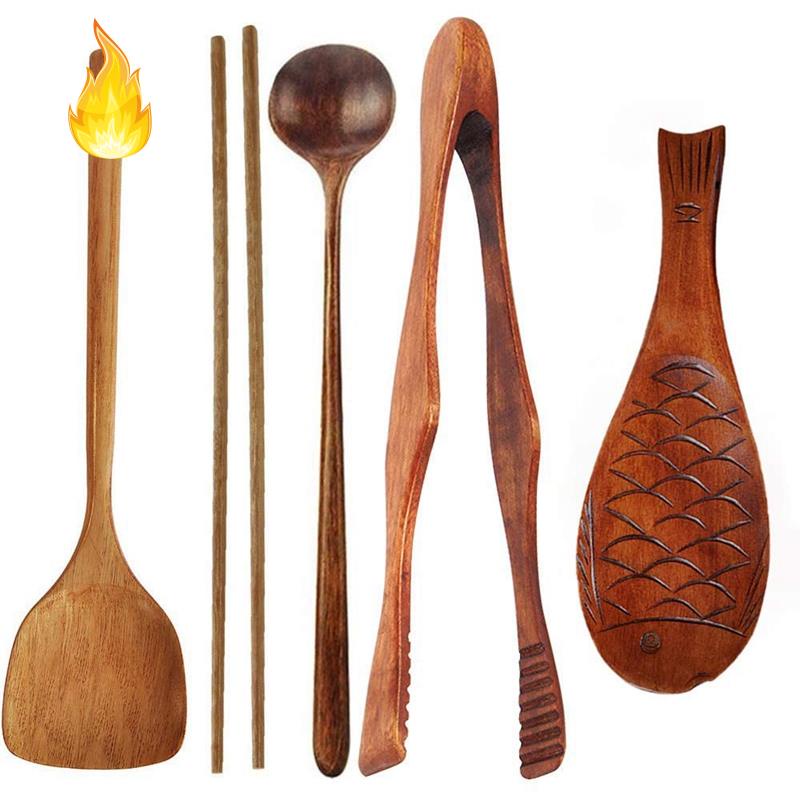 Bộ Dụng Cụ Nấu Ăn Bằng Gỗ Tiện Dụng Cho Nhà Bếp