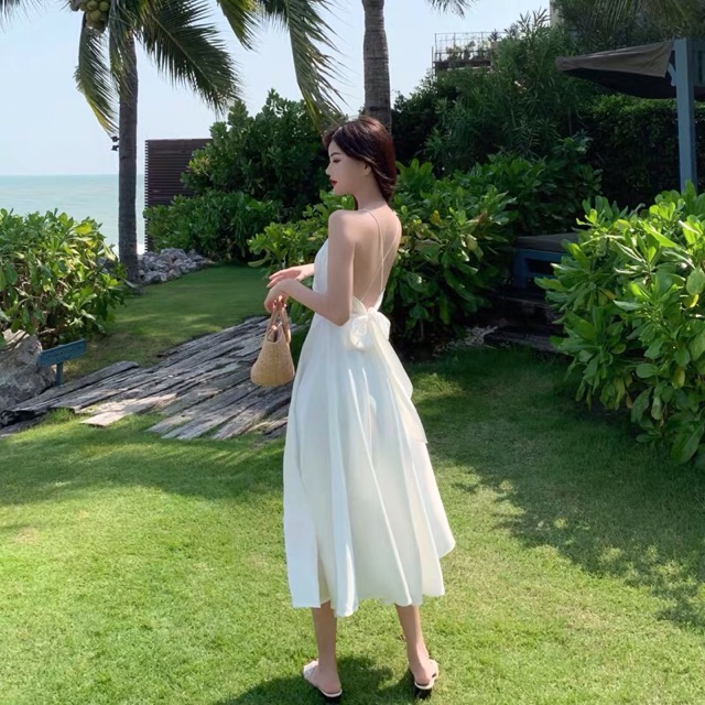 {order15-16 ngày}Váy maxi đi biển buộc nơ eo | BigBuy360 - bigbuy360.vn