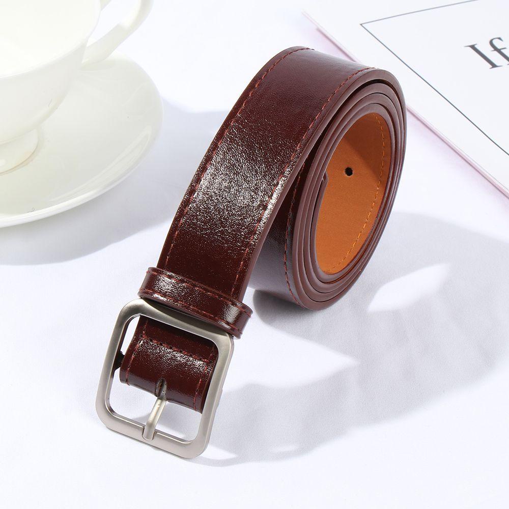 Thắt Lưng Bằng Da Có Khóa Vuông Phong Cách Vintage Sang Trọng Cho Nữ