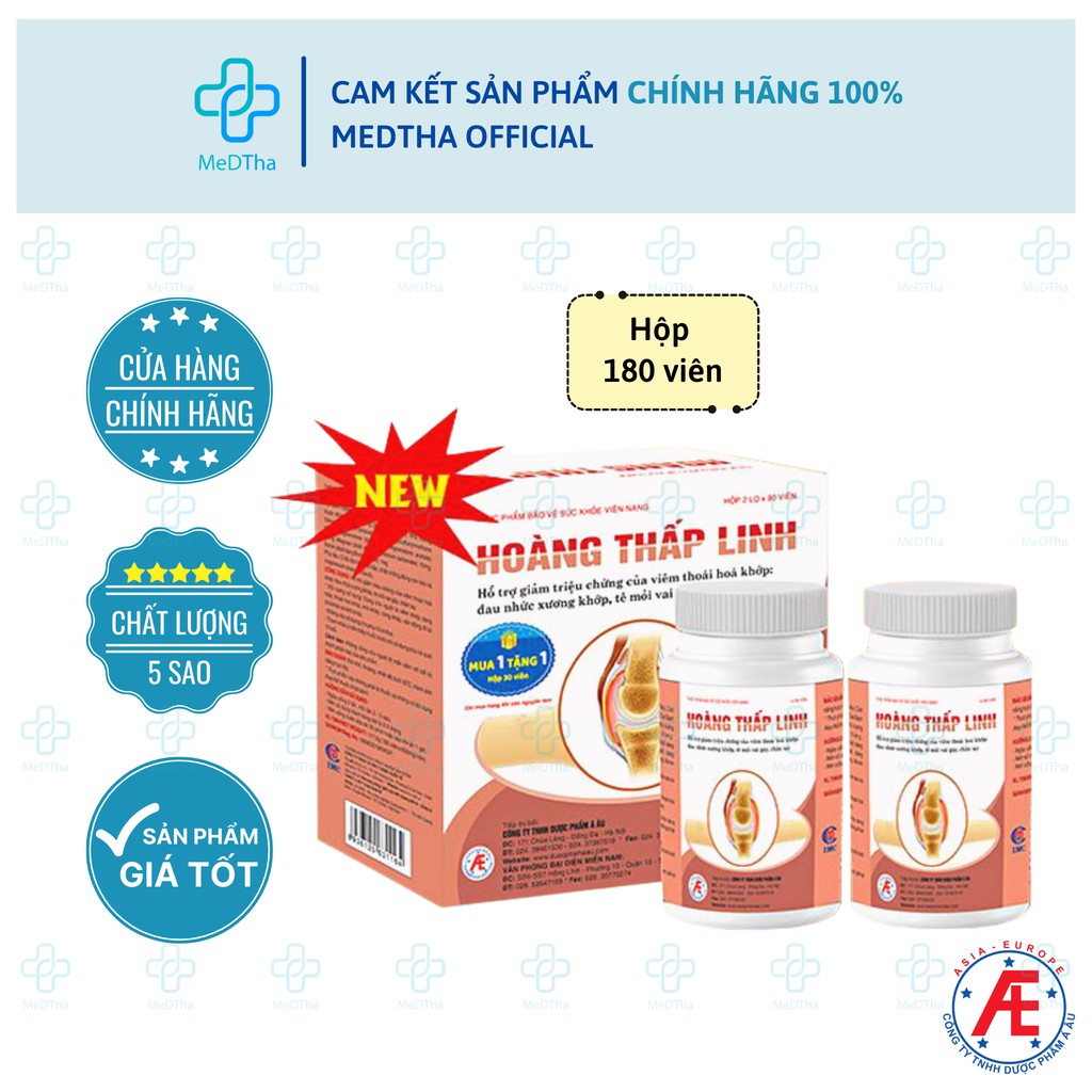 Hoàng Thấp Linh - Hỗ trợ Giảm Viêm Khớp Dạng Thấp, Đau Khớp, Thấp Khớp, Thoái Hóa Khớp (Hộp 180 viên) [Chính Hãng]
