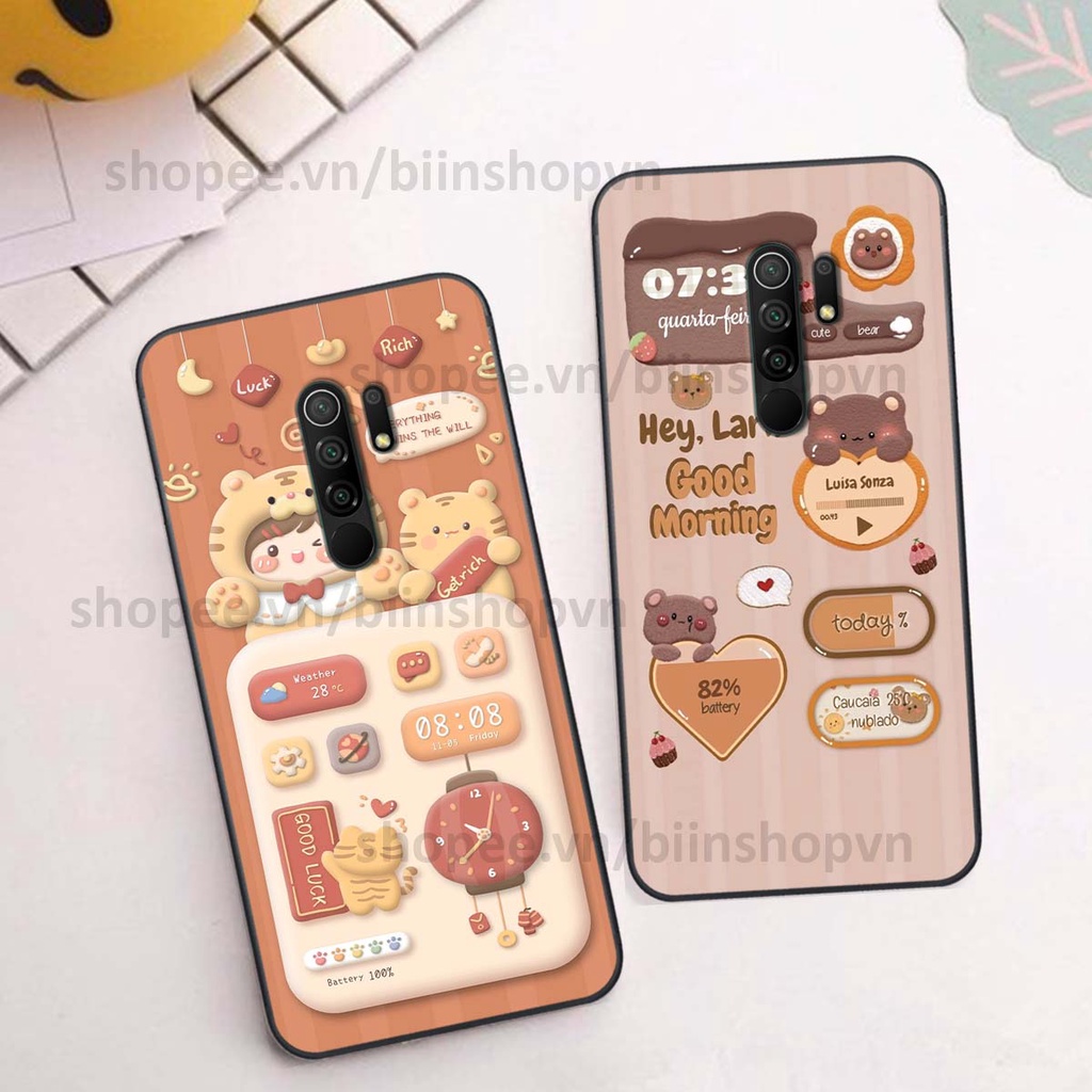 Ốp Xiaomi Redmi 9 in 3D icon gấu nổi siêu xinh, siêu đáng yêu, cá tính phong cách