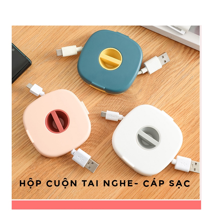 Hộp Đựng Cuốn Tai Nghe Dây Cáp SẠC Đa Năng Dụng Cụ Thu Gọn Dây Sạc Kê Điện Thoại Xem Phim RY227