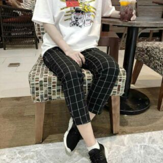 Quần baggy kẻ caro