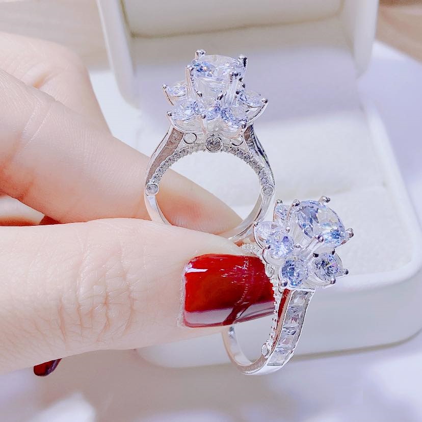 Nhẫn nữ - nhẫn đá cao chuẩn bạc ta s99 - Thanh bạc