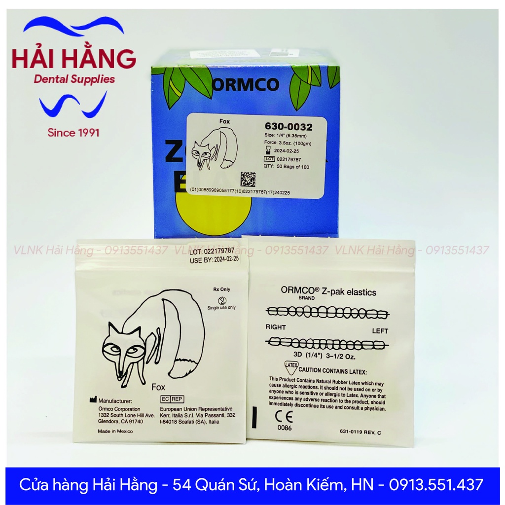 Chun liên hàm chỉnh nha Z-pak Elastics chính hãng ORMCO Z-pak Elastics