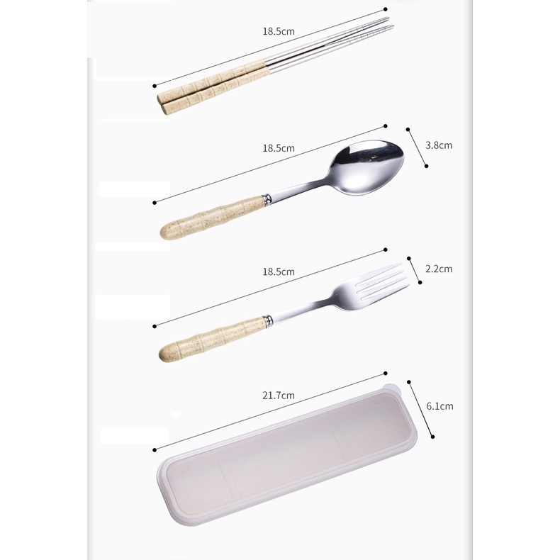 [Màu Mới] Bộ Muỗng Đũa Nĩa Inox Kèm Hộp Đựng Màu Sắc Cá Tính #C409 (Màu)