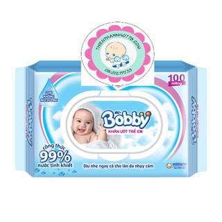 Khăn ướt Bobby không mùi, 100 tờ