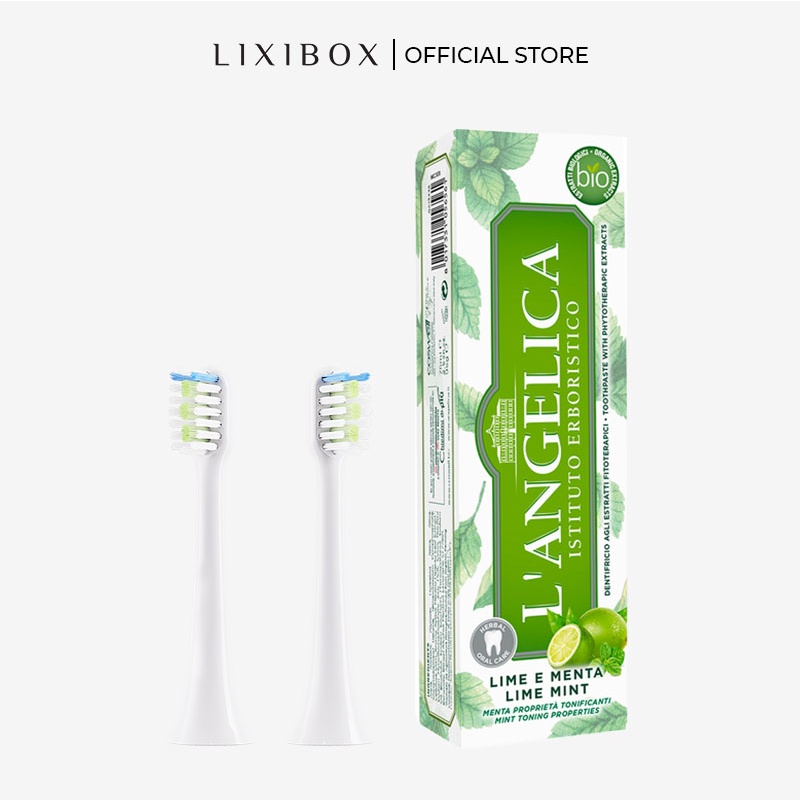 [HB gift] Combo 2 đầu bàn chải điện Halio SmartClean và Kem Đánh Răng Thảo Dược L'angelica Toothpaste Lime Mint 75ml