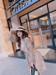Đầm hoa voan xếp li