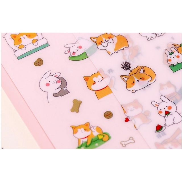 Set 6 tấm sticker chó Shiba đáng yêu