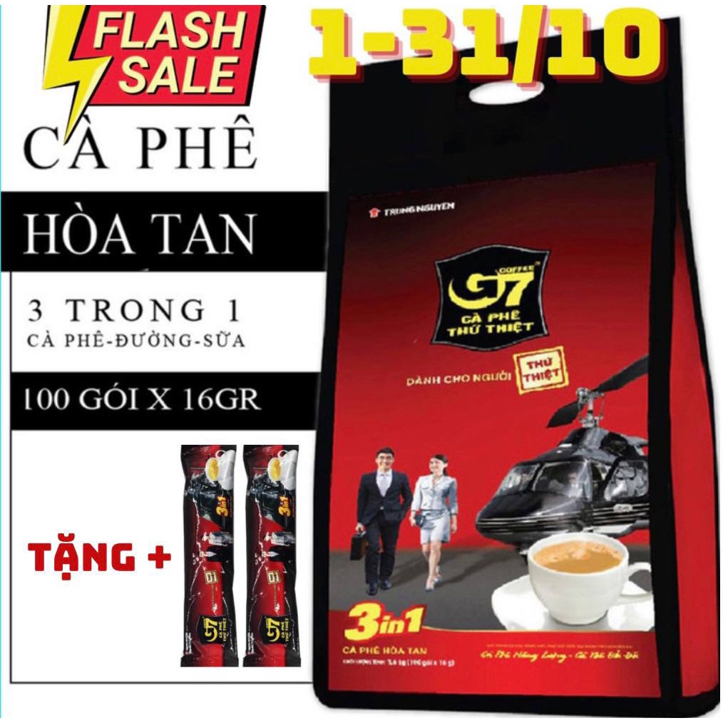 Cà Phê Trung Nguyên G7 Bịch 100 gói,Cafe sữa hoà tan 3 in 1 - Tặng 2 gói nhỏ (1 Gói 16gram) ROSE-STORE