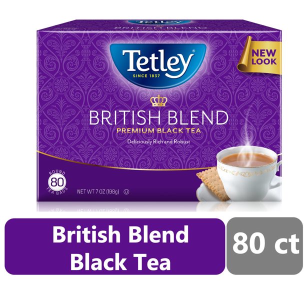 [date 2023] Trà đen túi lọc Tetley hộp 80 gói British blend Premium (hàng Mỹ)