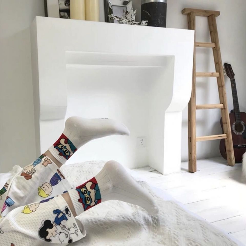 Vớ Cotton Cổ Vừa In Họa Tiết Hoạt Hình Dễ Thương Thời Trang Cho Nữ