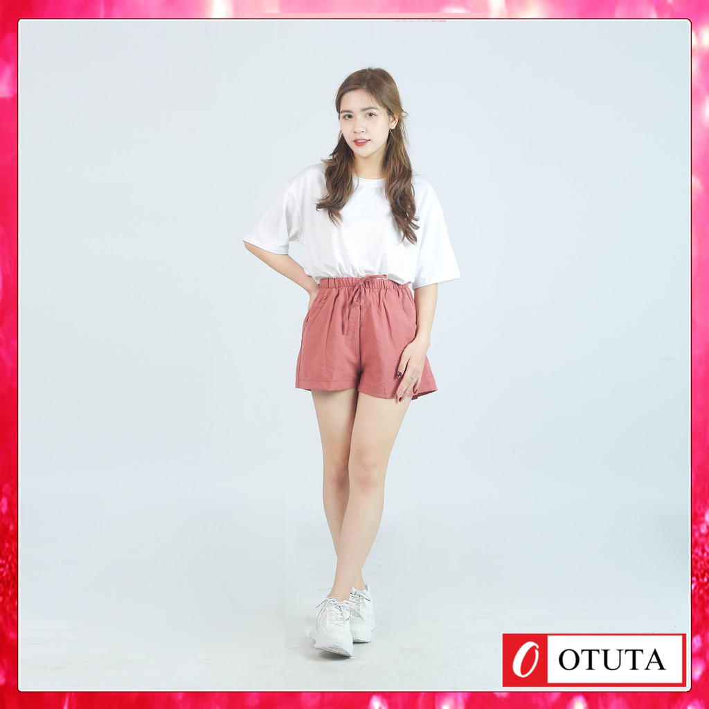 [Mã WASTUP5 giảm 10% tối đa 20K đơn 99K] Quần shorts nữ đẹp ống rộng cạp chun chất đũi - OTUTA | BigBuy360 - bigbuy360.vn