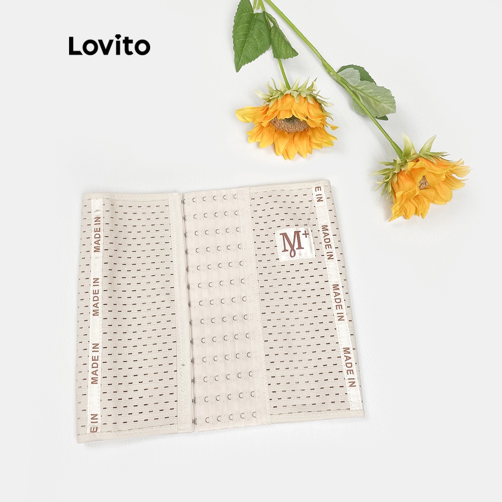 Áo nịt Lovito thoáng khí in chữ L00004 (màu đen/be) | BigBuy360 - bigbuy360.vn