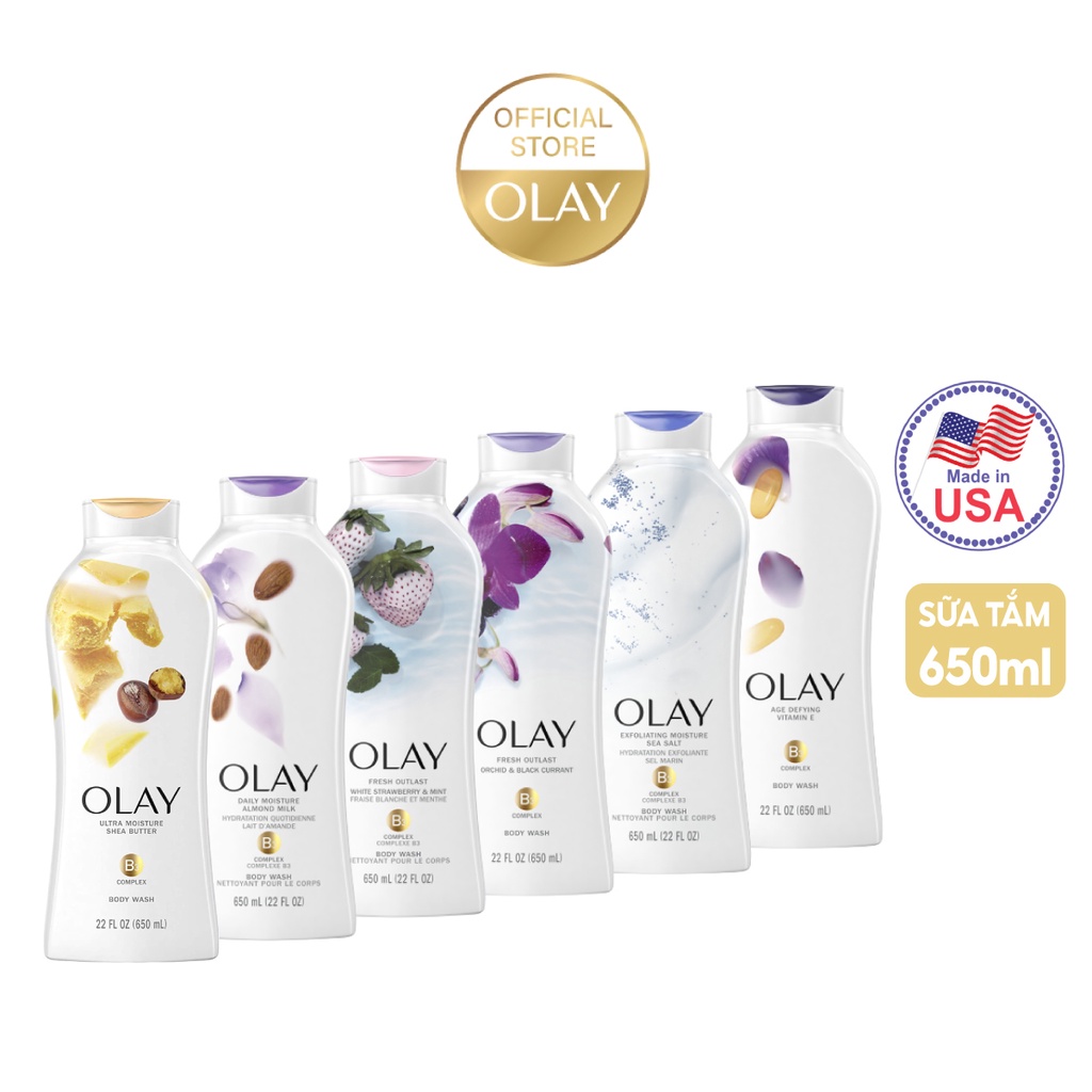 Sữa tắm Olay dưỡng da nhiều mùi hương 650ml