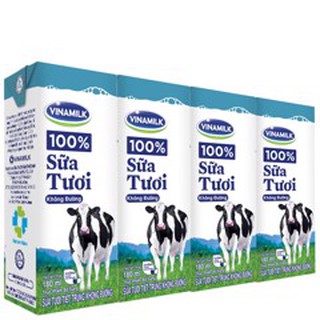 COMBO 6 VỈ SỮA TƯƠI TIỆT TRÙNG VINAMILK 100% KHÔNG ĐƯỜNG - LỐC 4 HỘP X 180ML