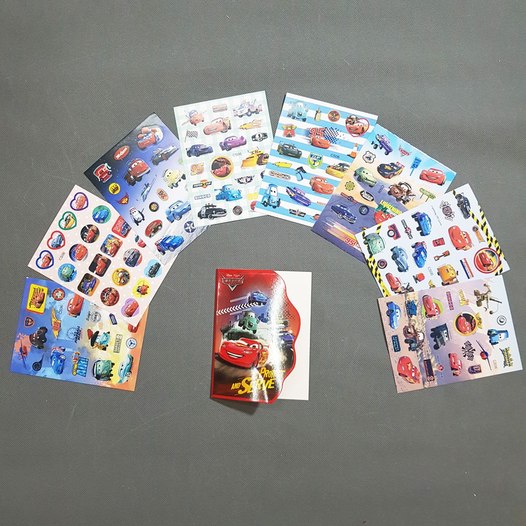 Bộ quà tặng combo 8 tấm hình dán sticker elsa công chúa sofia xe hơi