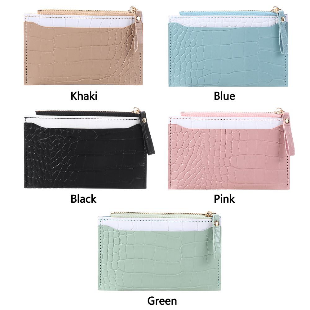 Ví da pu nhiều ngăn đựng thẻ và tiền xu có khóa kéo phong cách thời trang doanh nhân