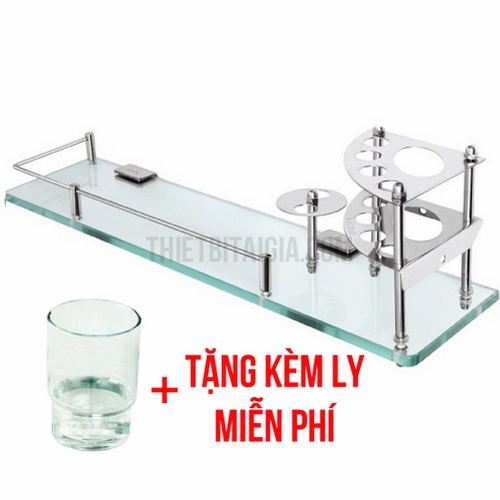 Kệ nhà tắm để bàn chải kem đánh răng kiếng loại dày inox 304