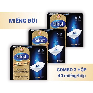 Bộ 3 hộp Bông tẩy trang Silcot đắp dưỡng miếng đôi 40 miếng/hộp