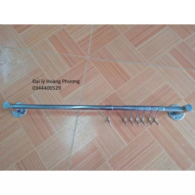 Giá Treo Xoong Nồi Trên Tường Inox 304, Treo Rổ Rá, Treo Đồ 7 Móc Treo Di Động (Hàng Cực Đẹp)