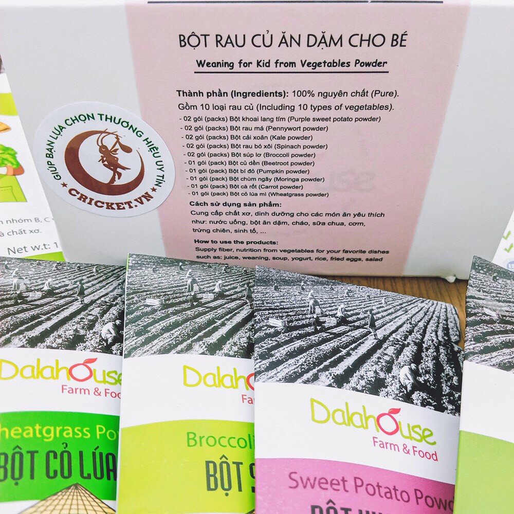 BỘT RAU CỦ HỮU CƠ DALAHOUSE GIÚP DETOX - THẢI ĐỘC _ Hộp 150g (15 gói x 10g).