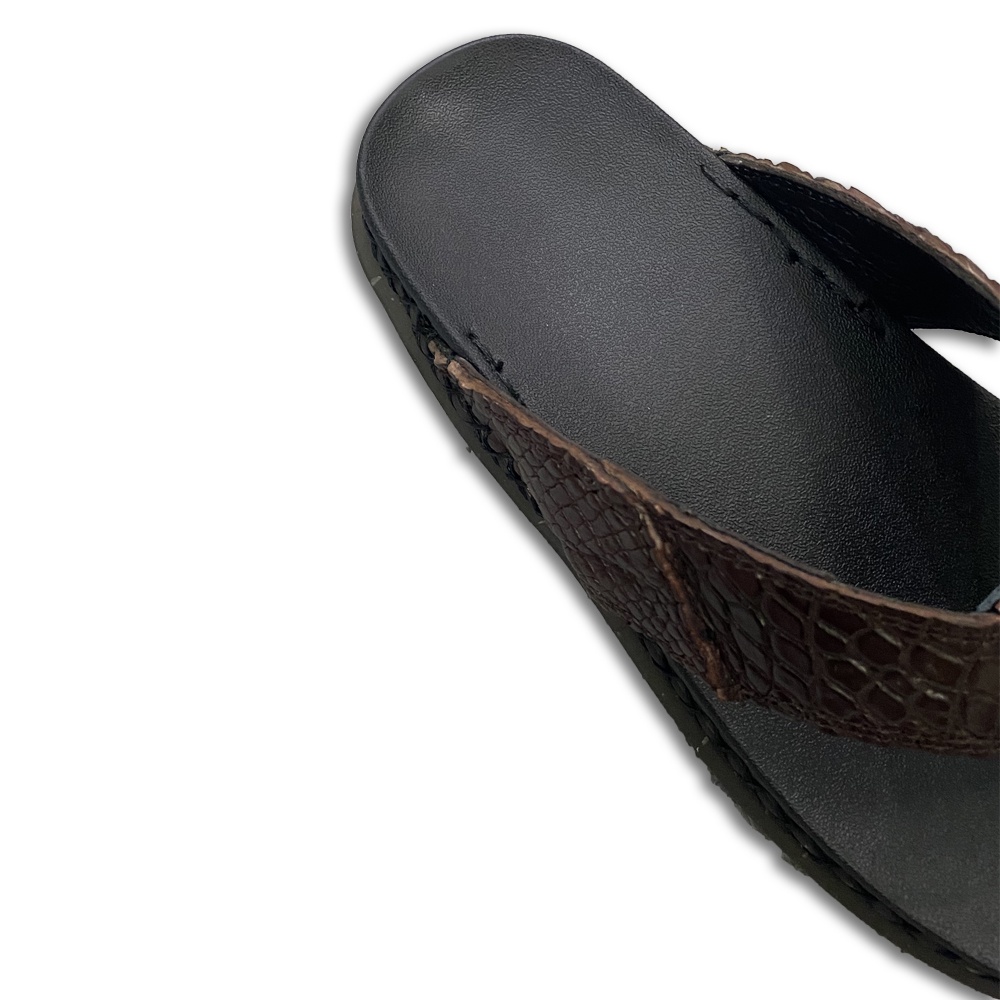 Dép xỏ ngón nam da cá sấu cao cấp thời trang đế may viền TCF1124