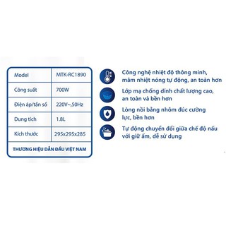 Nồi cơm điện MATIKA MTK-RC1890