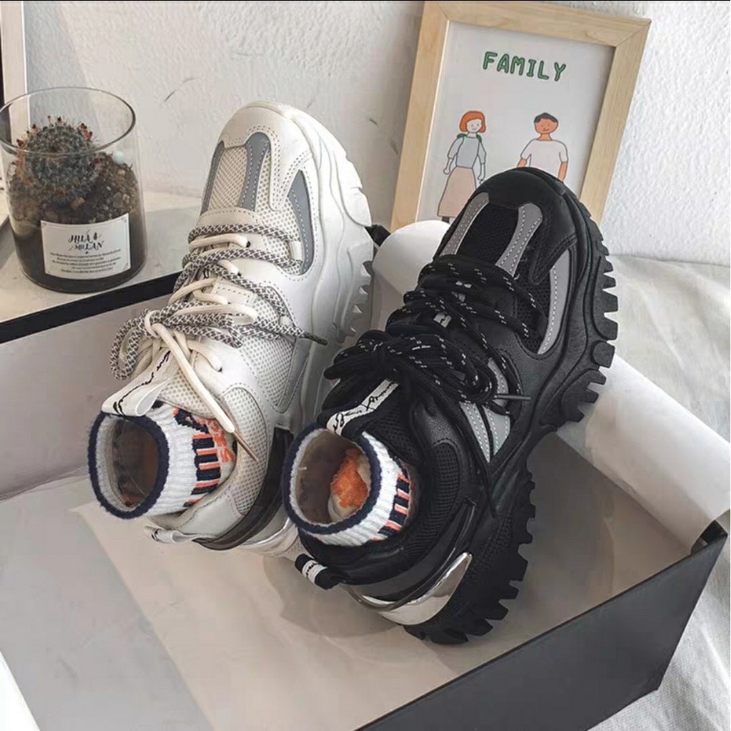 Giày thể thao nữ sneaker hót trend 2020 độn đế 6cm phản quang trẻ trung năng động