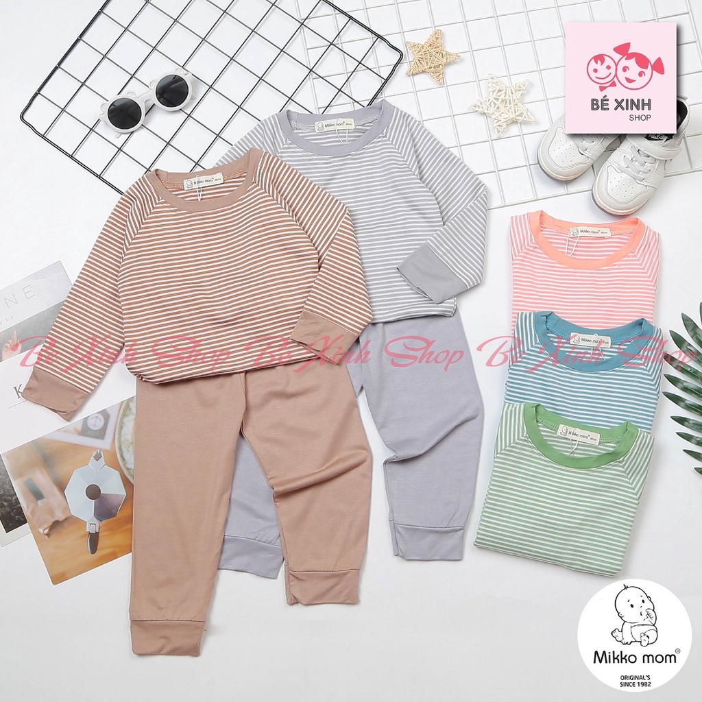 Đồ Bộ Thu Đông Dài Tay Cho Bé Trai Bé Gái Mikko Mom [Sale] Bộ Quần Áo Ngủ Cho Bé Trai Gái Thun Lạnh SỌC NHUYỄN