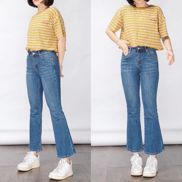 Quần loe ngố basic lưng cao