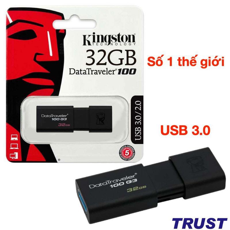 USB 3.0 Kingston DT100G3 32GB USB - Hàng Chính Hãng bảo hành 5 năm