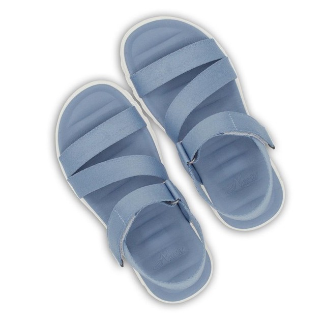 Giày sandal quai chéo nữ, xăng đan cực êm NESTY SB12-DXB xanh biển đế trắng