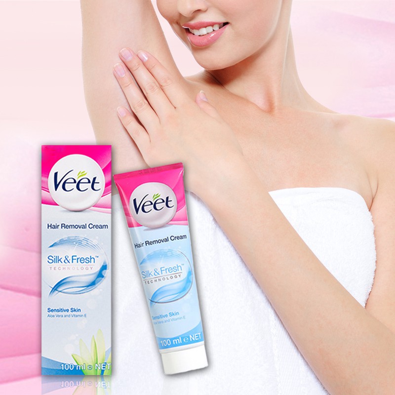 Kem Tẩy Lông VEET Silk &amp; Fresh Tẩy Lông Hiệu Quả Và An Toàn Cho Da 100ML - NEDEVI Chính Hãng